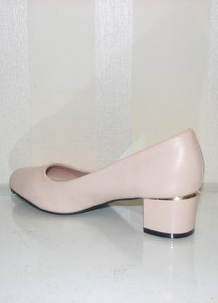 Женские бежевые матовые туфли маленький каблук размер 363 фото