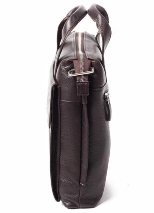 Мужская большая вертикальная кожаная сумка eminsa 6038-12-3 с двумя ручками коричневая6 фото
