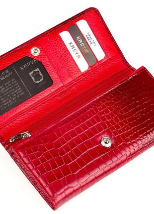 Великий жіночий гаманець karya 1094-507 з натуральної шкіри червоний4 фото