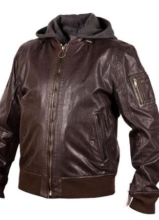 Чоловіча шкіряна куртка з капюшоном strellson s.c.brighton dark brown2 фото