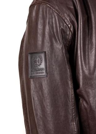 Чоловіча шкіряна куртка з капюшоном strellson s.c.brighton dark brown6 фото