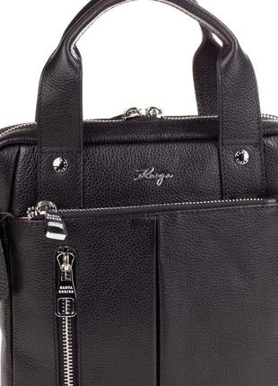 Мужская кожаная сумка с двумя ручками karya 0881-45 черная5 фото