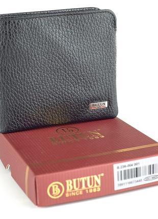 Мужской кошелек butun 236-004-001 кожаный черный5 фото
