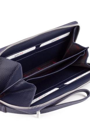 Чоловічий шкіряний гаманець клатч karya 0704-44 синій3 фото