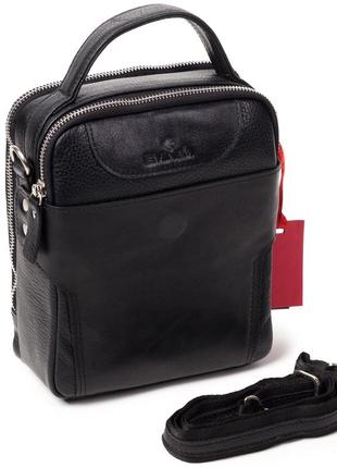 Мужская сумка барсетка eminsa 6002-37-1 кожаная черная1 фото