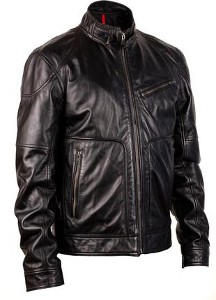 Коротка шкіряна куртка чоловіча david moore ayan чорний