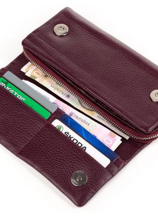 Великий жіночий гаманець шкіряний бордовий butun 587-004-0025 фото