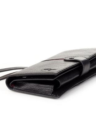 Мужской кожаный кошелек клатч karya 1187-45 черный5 фото