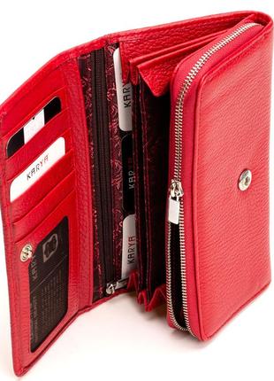 Жіночий гаманець karya 1151-46 з натуральної шкіри червоний3 фото