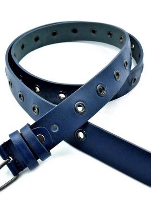 Женский кожаный ремень weatro тёмно-синий kkit-3zh-0005