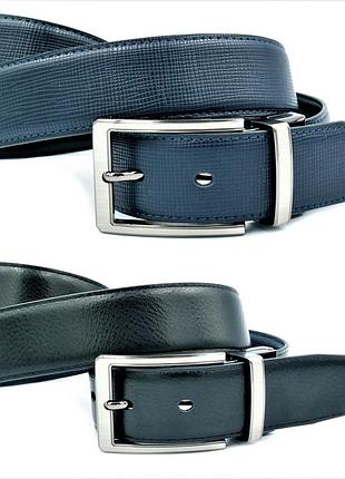 Ремінь чоловічий двосторонній weatro синій + чорний 0411m-3.5 k