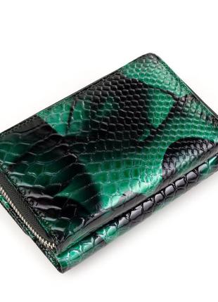 Женский кошелек из натуральной лаковой кожи karya 1192-549 зеленый5 фото