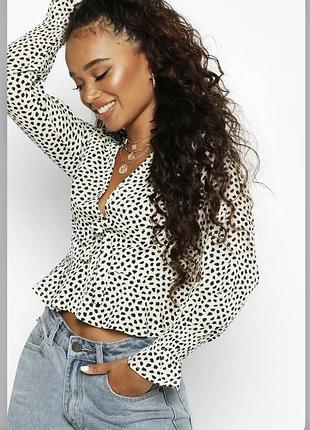 Блуза з рукавами boohoo принт