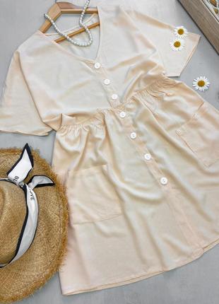 Персикова літня сукня вільного фасону6 фото