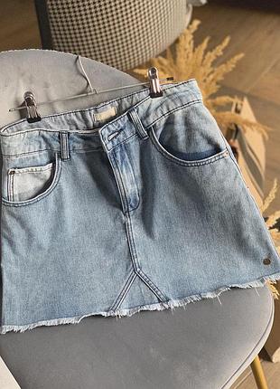 Джинсова юбка спідниця голуба мини міні коротка roxy zara h&m pull&bear
