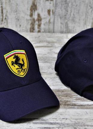 Чоловіча стильна брендовий кепка з вишитим логотипом в синьому кольорі3 фото