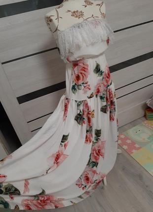 Нарядное летнее платье с кружевом2 фото