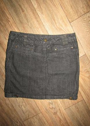 Серая джинсовая юбка р-р 14-хл