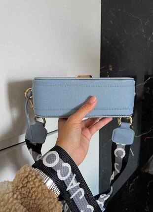 Marc jacobs blue shine logo новинка блакитна блискуча сумочка марк джейкобс з блискітками гліттер  голубая блестящая сумка с блёстками с глиттер9 фото