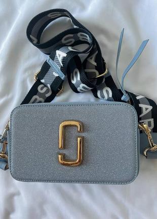 Marc jacobs blue shine logo новинка блакитна блискуча сумочка марк джейкобс з блискітками гліттер  голубая блестящая сумка с блёстками с глиттер4 фото