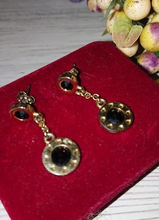 Красиві позолочені сережки з камінням сваровські сережки2 фото