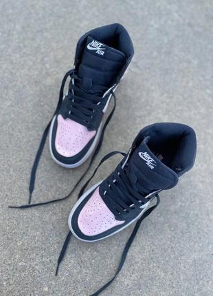 Nike air jordan high bubble gum новинка високі чорні рожеві кросівки найк джордан весна літо осінь чорно рожеві високі кросівки лакові4 фото