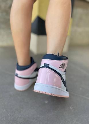 Nike air jordan high bubble gum новинка високі рожеві чорні кросівки найк джордан весна осінь літо розовые черно высокие кроссовки лакированные7 фото