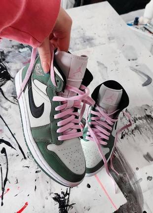 Nike air jordan 1 retro dutch green трендові високі кросівки найк джордан зелені весна літо осінь трендові зелені кросівки бренд