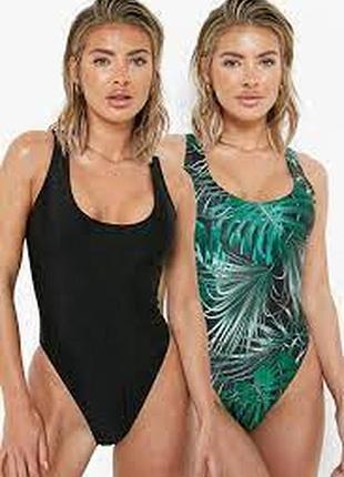 Крутий суцільний купальник з завищеними бедреними вирізами boohoo - 8 р-р - на хс, с