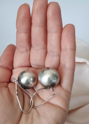 Сережки срібні кулі, дуже великі, мінімалізм2 фото