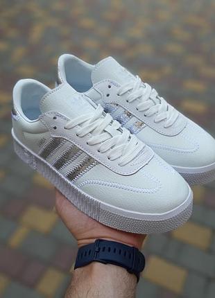 Женские кроссовки adidas samba белые, кроссовки адидас самба кожаные
