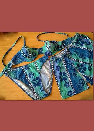 Фирменный купальник тройка c юбкой 14 р. м/l resort англия