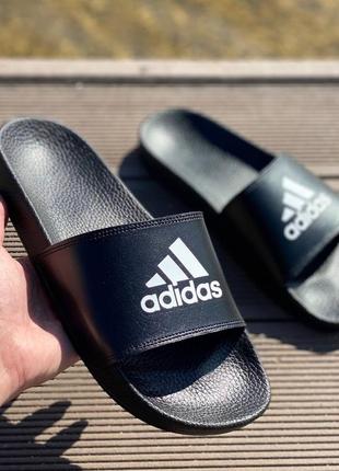 Шльопанці чоловічі adidas шкіряні шльопанці адідас чорні сланці