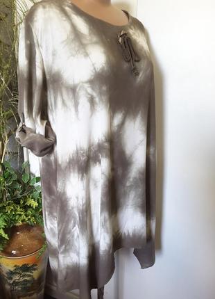 Натуральная блуза в принт тай-дай батал 62-64 размер8 фото