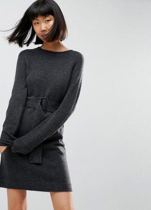 Трендовое вязаное теплое платье-свитер с поясом asos2 фото