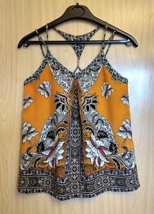 Яскрава майка з красивою спинкою warehouse, віскоза, в етнічному стилі, етно, розмір 10