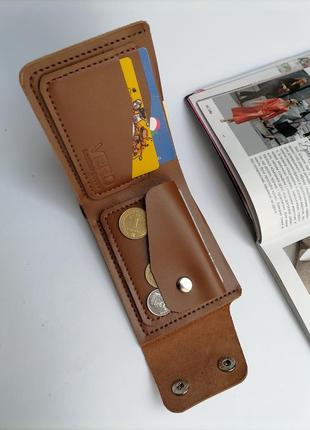Шкіряний гаманець. мод. "monro". коричневий.3 фото