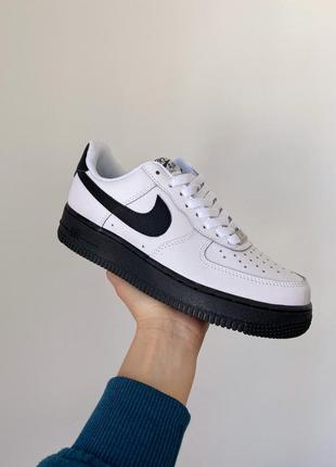 Женские кроссовки кожаные nike air force 1 low white/black#найк