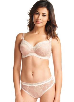 Мереживний бежевий комплект білизни fantasie 65d/xs, 70с/xs