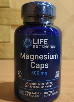 Life extension, магний в капсулах, 500 мг, 100 вегетарианских капсул1 фото