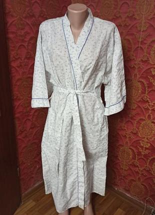 Тонкий длинный халатик в цветочки 16/18 р из смесовой ткани nightwear1 фото