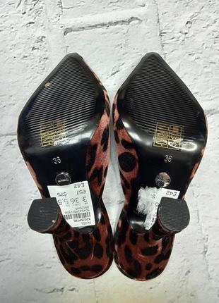 Леопардовые велюровые мюли бархатные на каблуке кожа натуральная сабов лодочки узкий носок cos6 фото
