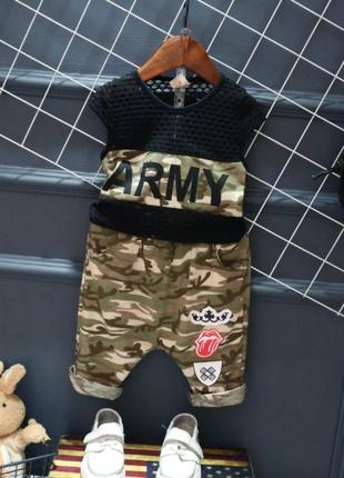 Костюм 90 см летний army майка шорты, бриджи