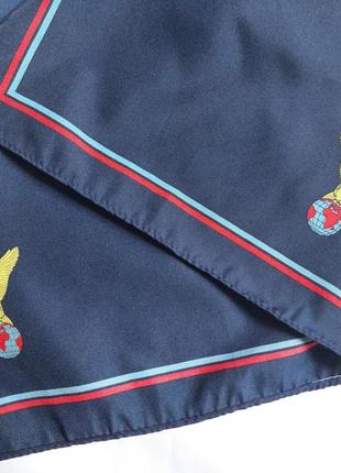 Винтажный легкий синий шарф с эмблемой орла ( 135 см на 23см)4 фото
