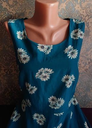 Женское летнее шелковое платье в ромашки сарафан р.s/m7 фото