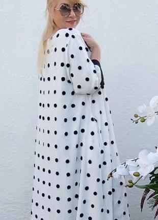Платье 👗 турция люкс коллекция белое в горох9 фото