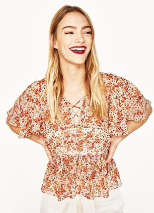 Блуза, блузка, топ zara в цветочный принт3 фото