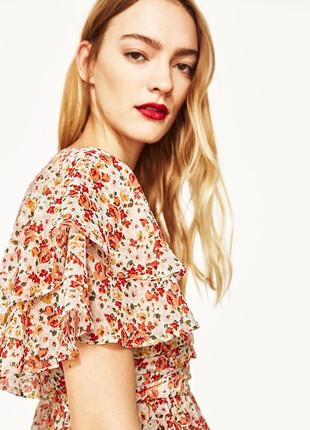 Блуза, блузка, топ zara в цветочный принт2 фото