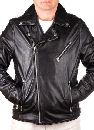 Мужская кожаная куртка косуха david moore ryson черный1 фото
