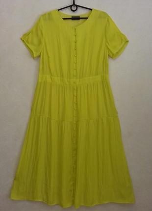 Повітряне жовте плаття міді / довге плаття на гудзиках / довга сукня2 фото
